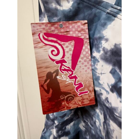 Kanu Surf Girls UPF 50 Beach Sport Criss-Cross One Piece Swimsuit navy tiedye 12 - Picture 6 of 6